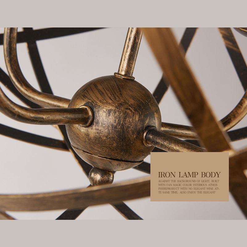 Iluminación colgante de metal globe 4 luces araña de comedor lámpara colgante lámpara en oro desgastado