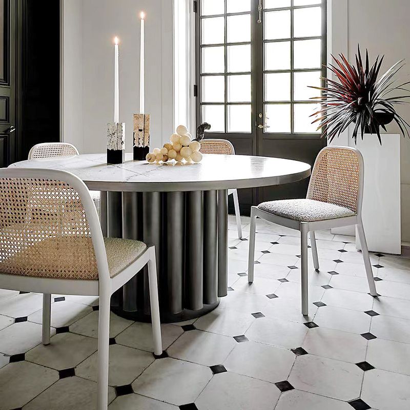 Contemporary Armless Chairs Upholstered Dining Chairs with Wood Base