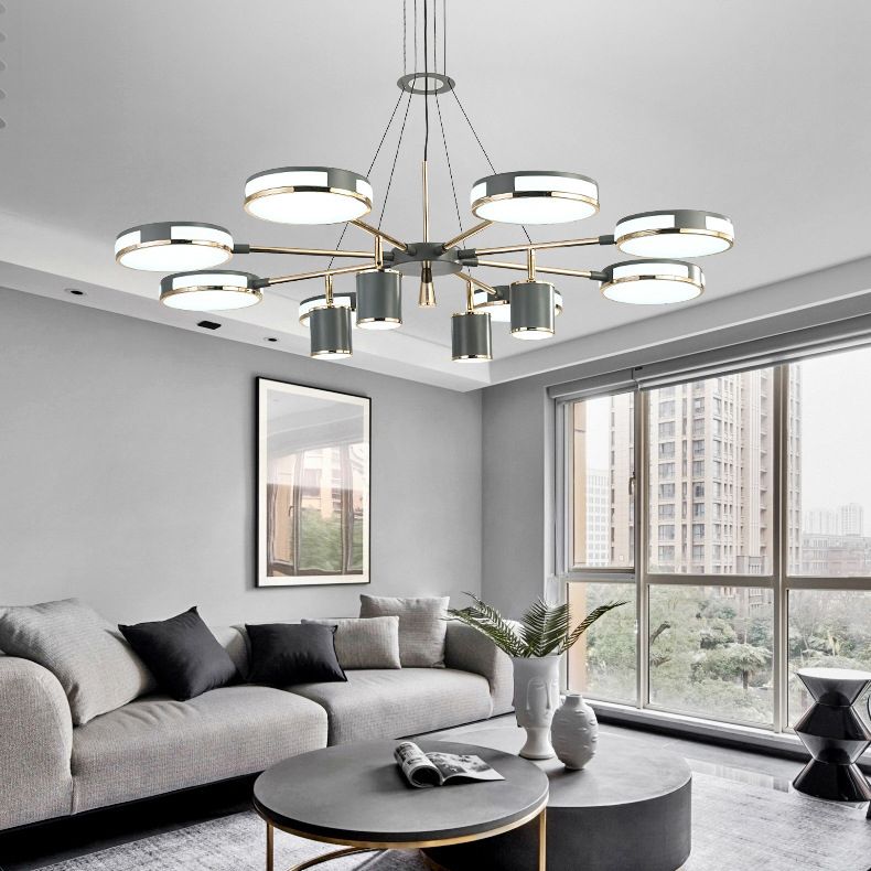 Sputnik LED Chandelier Creative Minimalist Acrylic Grey Hanging Light for Living Room