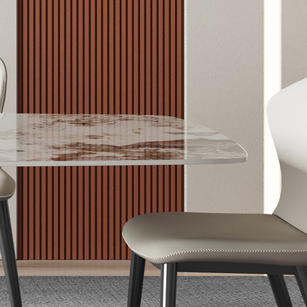 Industrial Style Sintered Stone Table Dining Rectangle Table with Metal Legs for Kitchen
