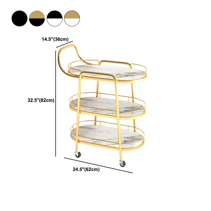 32.28" High Rolling Modern Style Prep Table Stone Prep Table for Dining Room