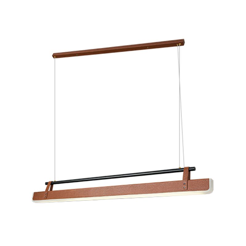 Modern Leather Island Lamp Rectangle 1-Light Restaurant Pendant Light with Acrylic Shade