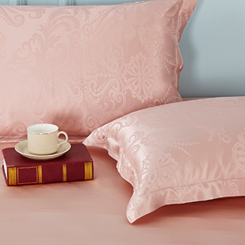 Silk Bed Sheet 1-Piece Pure Color Wrinkle Resistant Fitted Sheet