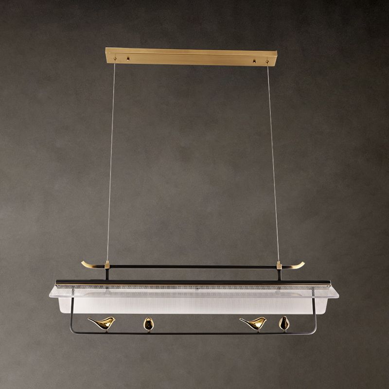 Single Modernism Golden Ceiling Light Acrylic Unique Kitchen Island Lighting
