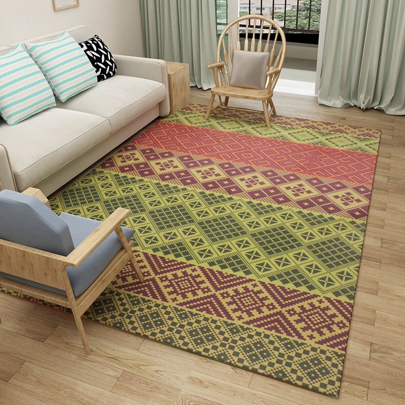 Boho woonkamer tapijt multi-kleuren geo geo geprinte gebied tapijt synthetisch vlekbestendige wasbaar niet-slip tapijt