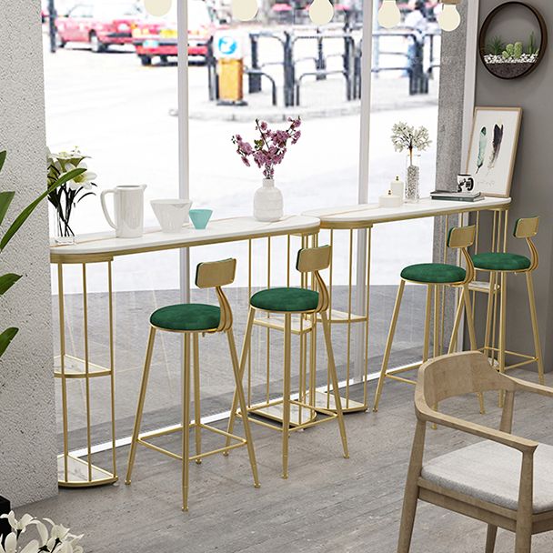 Glam Living Room Bistro Bar Table Oval Stone and Metal Bistro Table with Storage