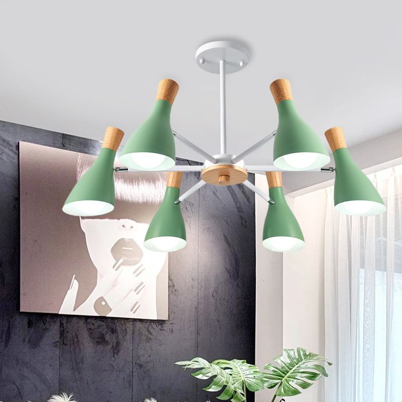 Cone Living Room Hanging Lights Metal 6 Bulbes de style moderne