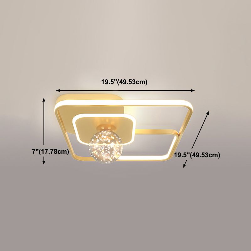 Gold Geometric LED Flush Ceiling Light Minimalist Starry Glass Flush Mount Fixture