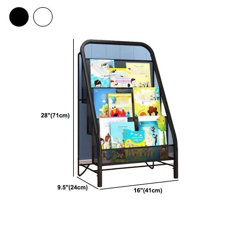 Industrial Iron Ladder Bookshelf White and Black Closed Back Bookcase for Home