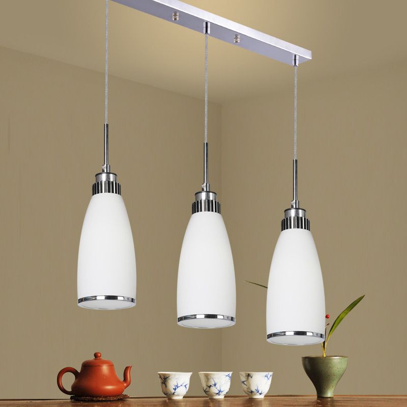 Glass Tapered Pendant Ceiling Light Minimalist Style Hanging Light Fixture in White