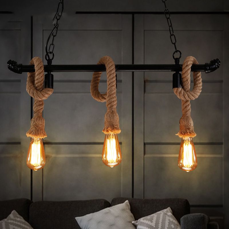 Industrial Style Linear Shape Island Light Metal Chandelier Lamp for Dining Room