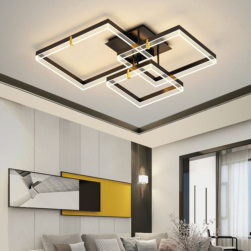 Luz de lámpara geométrica contemporánea de metal 3 iluminación de flushmount en negro