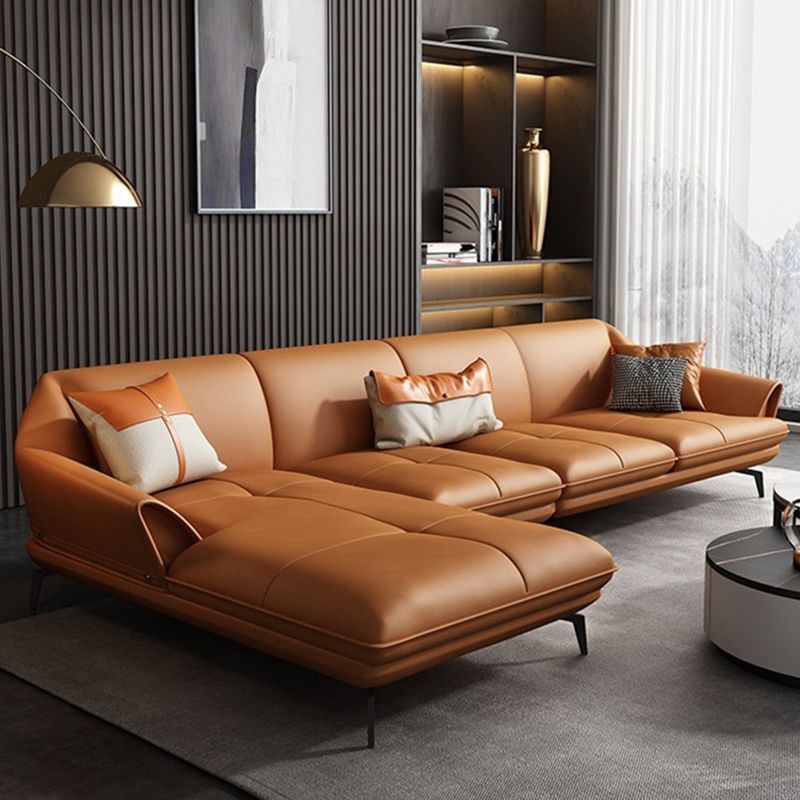 Modern Stationary Faux Leather Living Room Flared Arm Cushions Seating