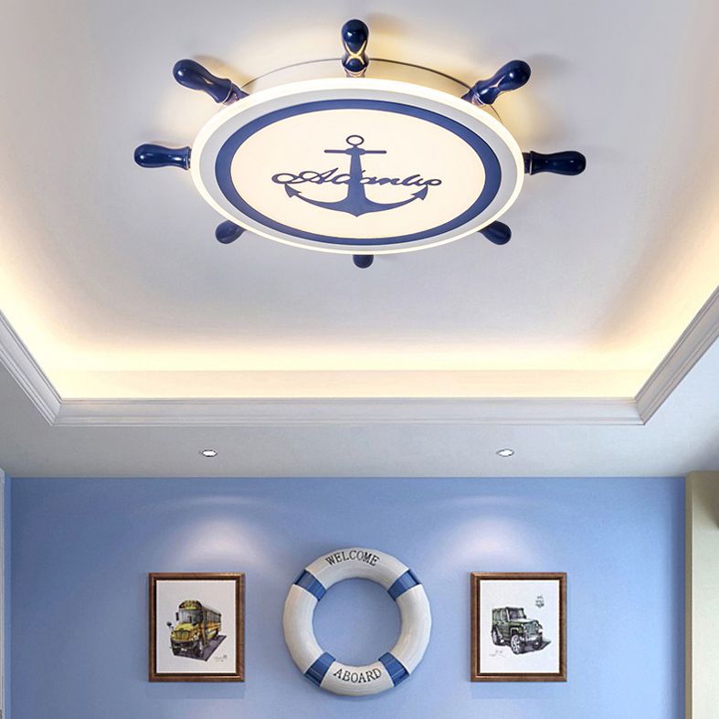 Plafonnier LED bleu en acrylique pour chambre d'enfant, luminaire décoratif de plafond pour chambre d'enfant