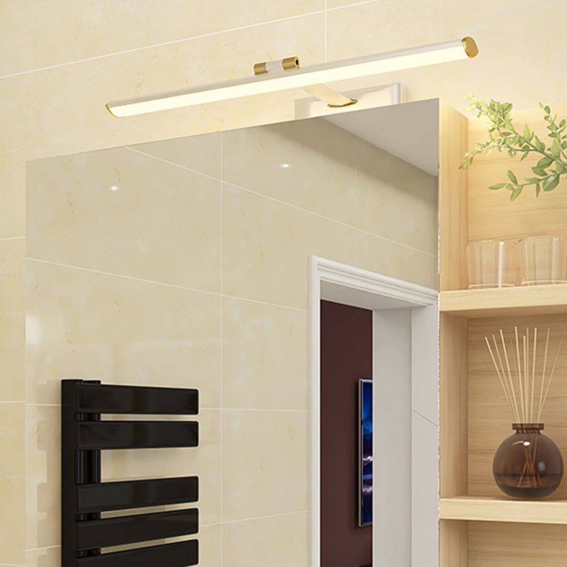 Linear Shape Metal Sconce Light Modern Style 1-Light Mirror Wall Mounted Lighting