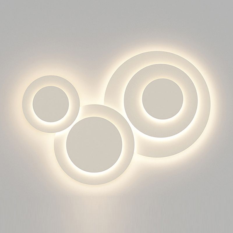 Nordic Flush Mount Multi-Layer LED Ceiling Light Fixture in White for Living Room