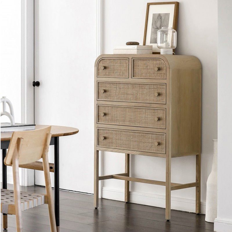 Contemporary Rectangle Chest Straight Legs with 5 Drawers Accent Chest