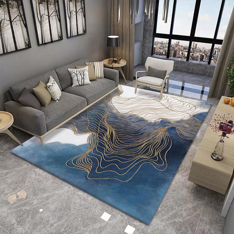 Modern Area Carpet Simple Abstract Print Indoor Rug Polyester Stain Resistant Carpet for Home Decor