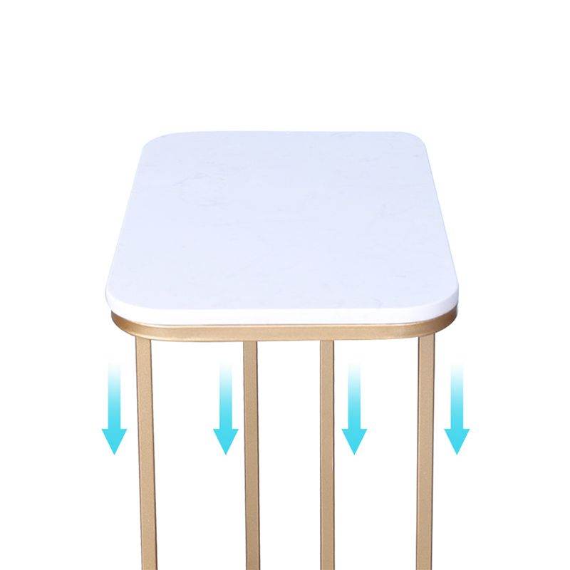 23.62" Tall Marble Top Side Accent Table Metal Frame End Table