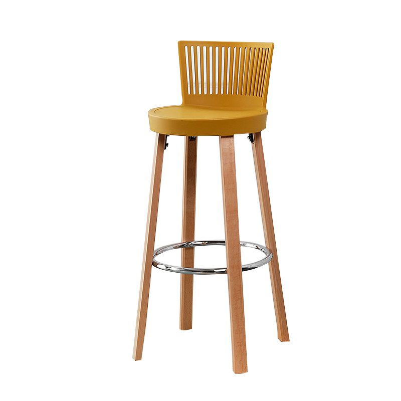 Taburete de bar contemporáneo, taburete de bar sin brazos de plástico con base de madera