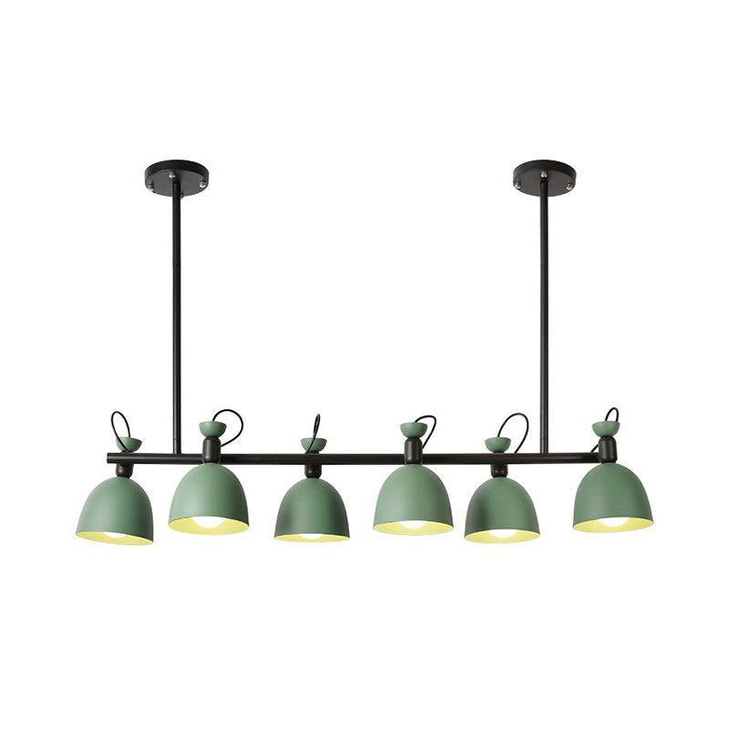 Macaron Bell Island Pendant Iron 4/6 Bulbs Dining Room Swivelable Hanging Lamp Fixture in Grey/Blue/Green