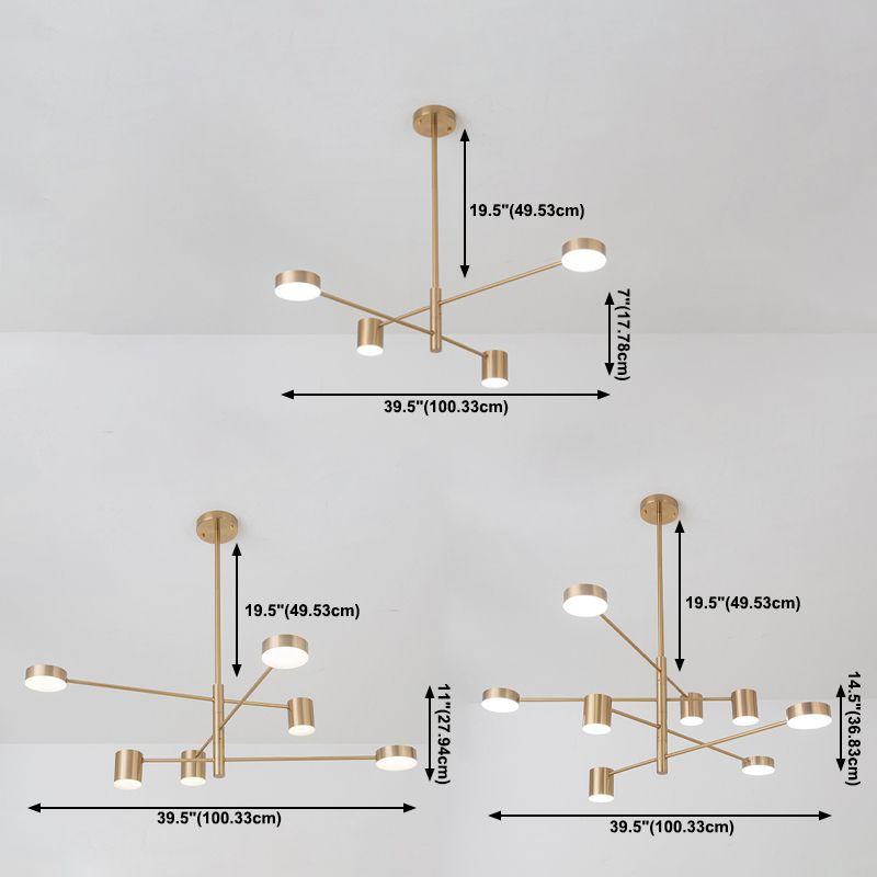 Contemporary Style Cylinder Shape Pendant Chandeliers Metal Hanging Light Fixtures