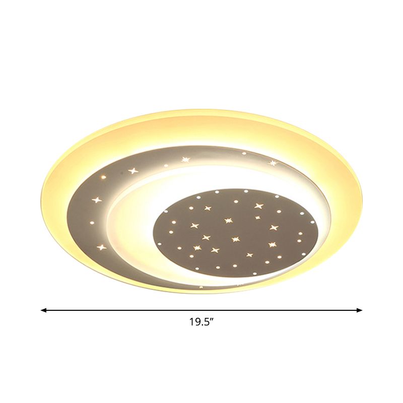 Starry Moon Night Massimale Illuminazione Moderna Acrilico 8 "/19.5" Wide LED White Flushmount Light in Warm / White Light