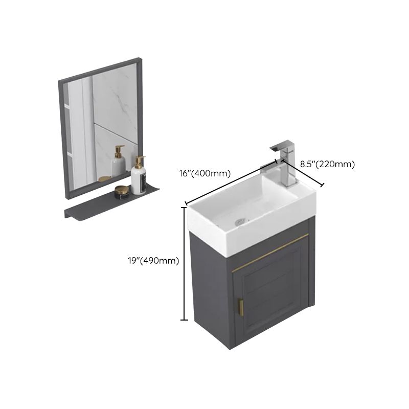 Modern Single Bath Vanity Wall Mount Ceramic Top Bathroom Vanity