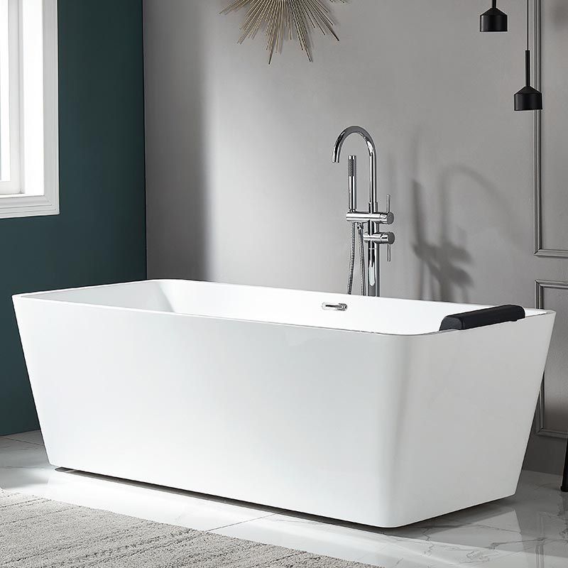 Modern Acrylic Home Bathtub Rectangular Freestanding Bath Tub in White
