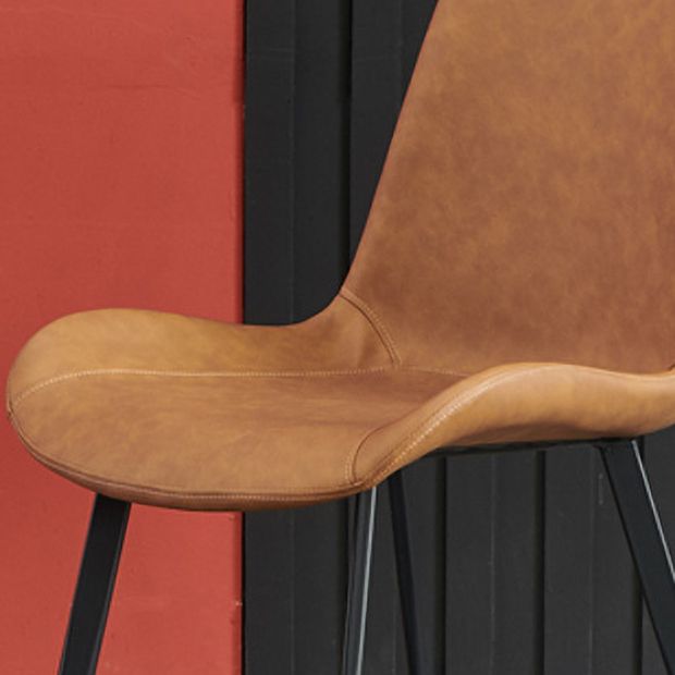 Sillas de comedor industriales de cuero metálico Sillas de comedor con respaldo sólido (juego de 2)