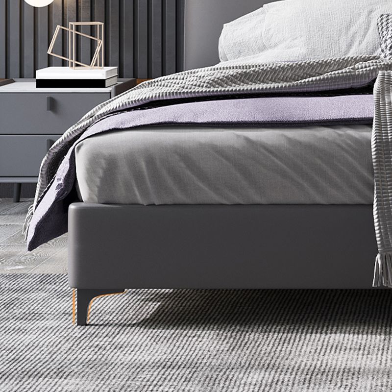 Wood and Upholstered Standard Bed Contemporary Panel Bed with Upholstered Headboard