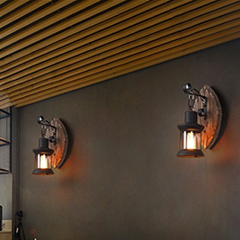 Lampada da parete in legno ShipLap Paese a 1 lutto Monte a parete da parete in marrone