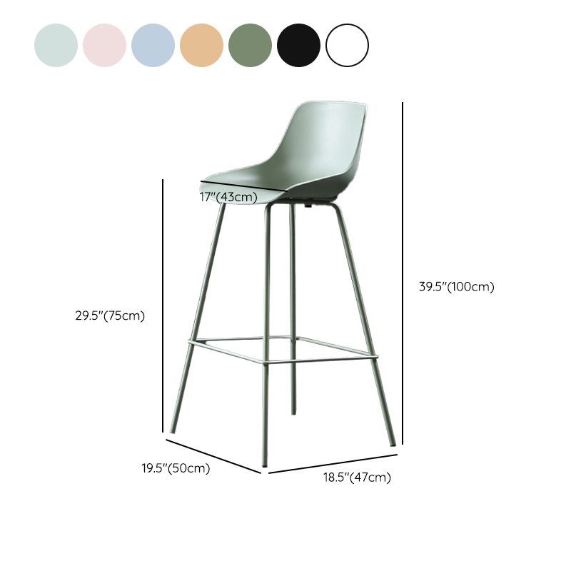 Nordic Plastic Bar Stool Low Back Counter Bar Stool with Metal Legs for Home