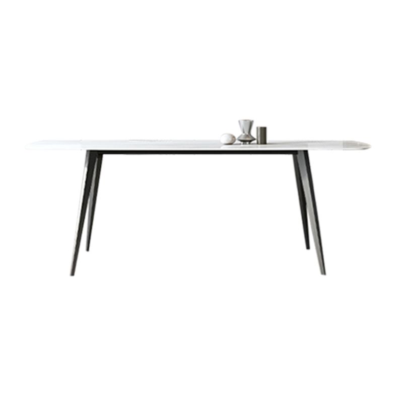 Contemporary Rectangle Table Steel Base Dining Table with 4 Legs