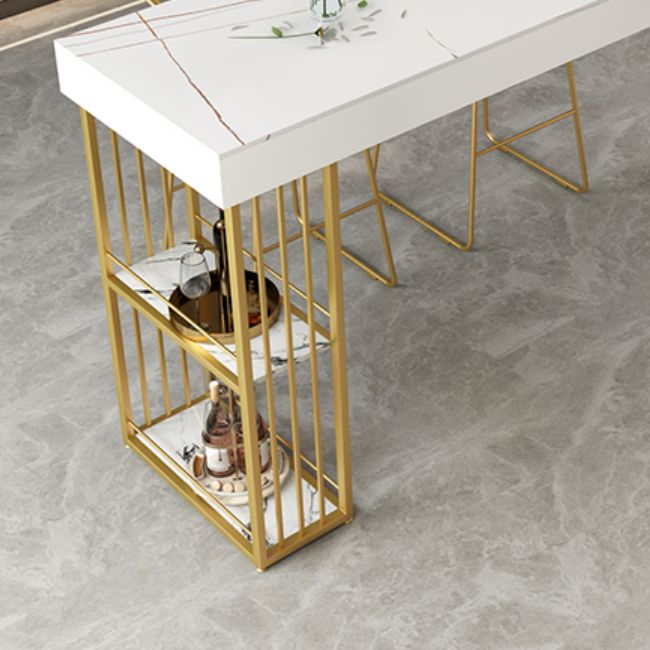 Indoor Modern Counter Height Set Stone Top Storage 1/2/3 Pieces Pub Dining Set