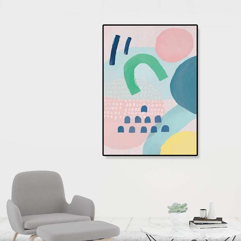 Modern Illustration Abstract Art Print Canvas Textured Pastel Wall Decor for Home