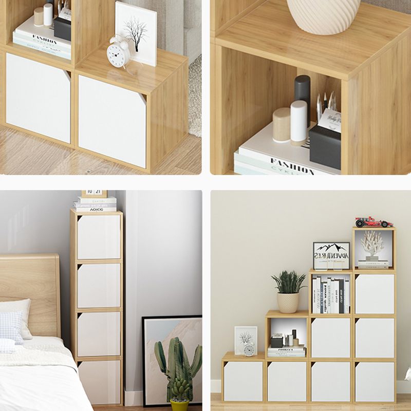 Modern Cube Shelf Bookcase Wood Closed Back Book Shelf for Study Room