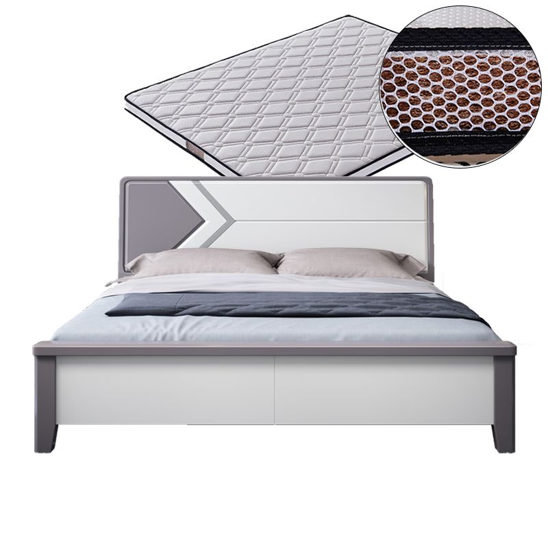 Contemporary Wooden Panel Bed with Rectangular Headboard, 43.3" Tall