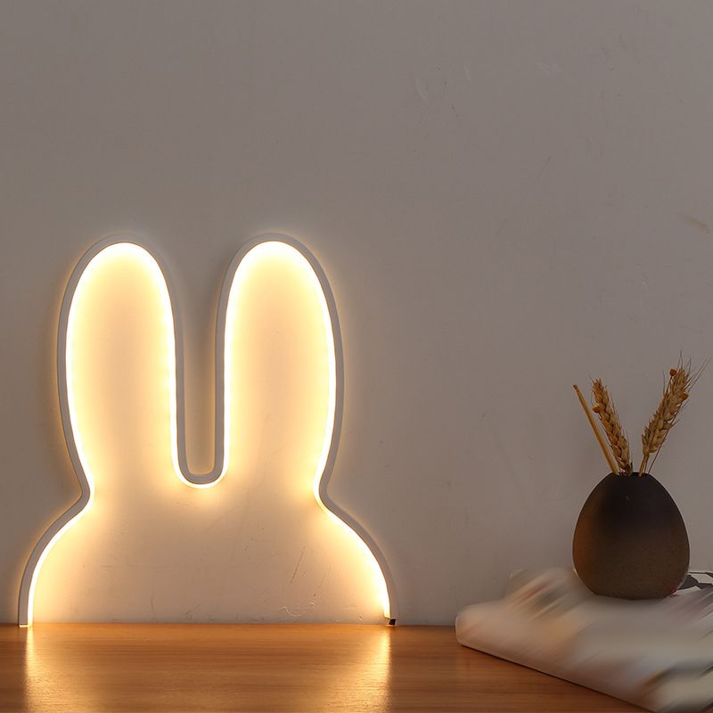 Rabbit Shaped Wall Night Light Cartoon USB Charging LED Wall Sconce