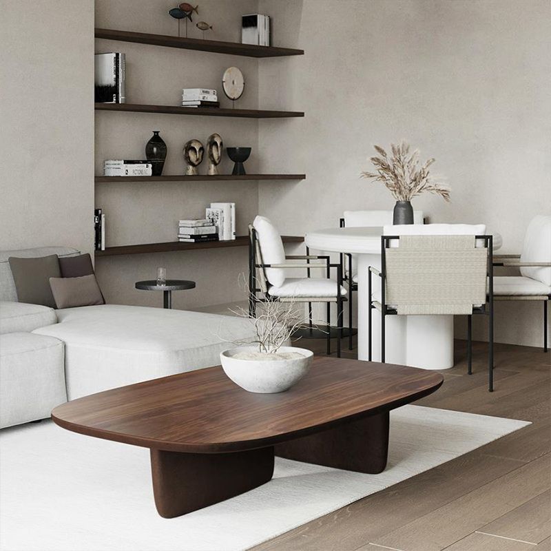 15.75" Tall Scandinavian Coffee Table Wooden Coffee Table in Walnut