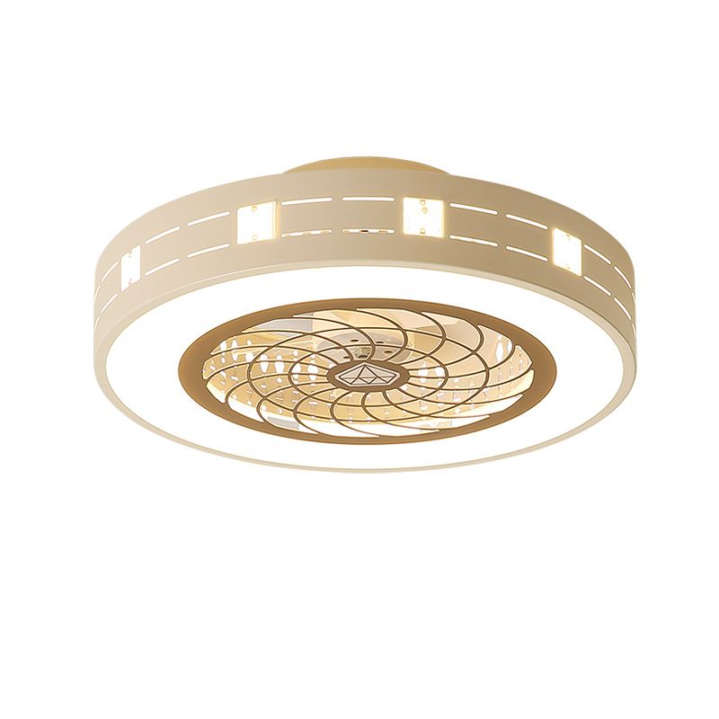 Nordische, trommelförmige Deckenventilator Lampe Metall Esszimmer LED Semi Flush Light mit ausgehöhltem Design