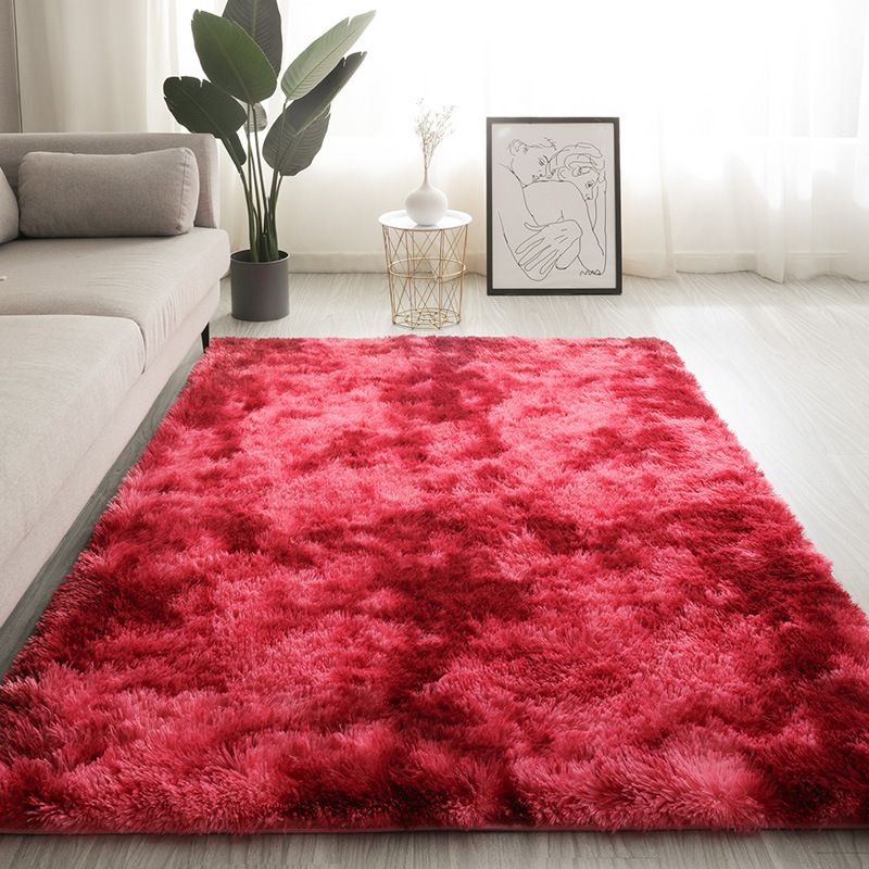 Grey Living Room Area Carpet Solid Color Polyester Area Rug Stain Resistant Rug