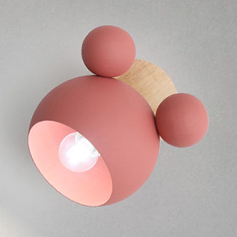Macaron Wall Lamp 1-Light Wall Mount Lamp with Wood for Kid's Room