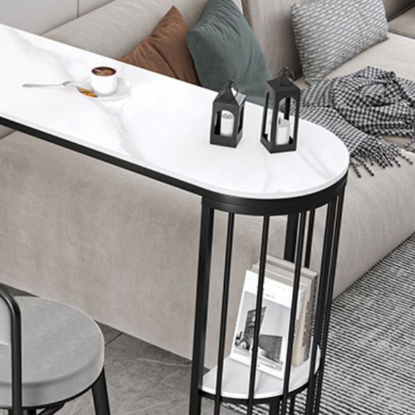 Free Form Double Pedestal Bar Dining Table Modern Stone and Metal Bar Table