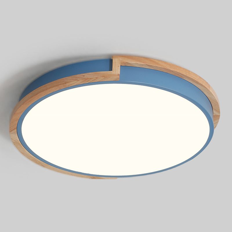 Round Shape LED Ceiling Lamp Macaroon Modern Iron 1 Light Flush Mount for Dining Room