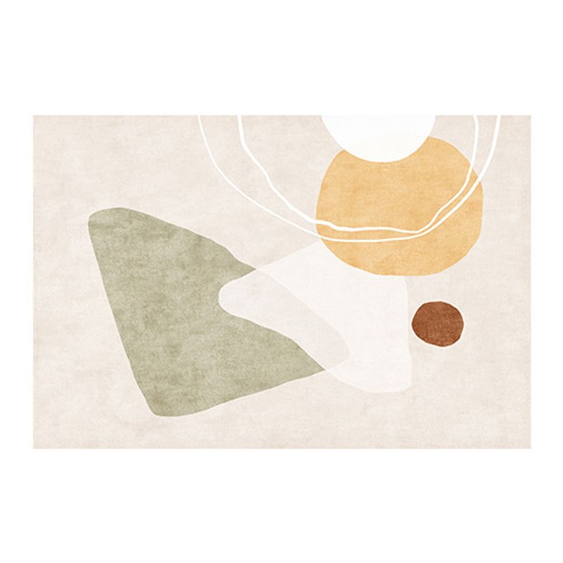 Nordic Color Block Rug Polyester Washable Carpet with Anti-Slip Backing Rug