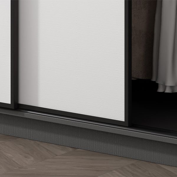 Contemporary Grey and White Storage Cabinet Bedroom Cabinet with Sliding Doors