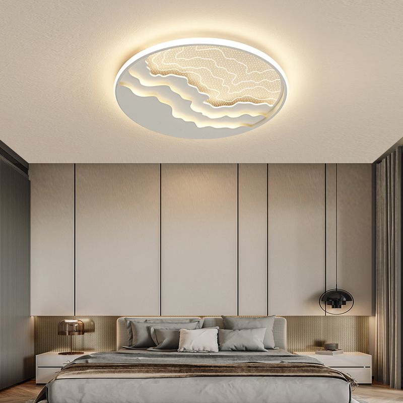 Lámpara empotrada acrílica ondulada Simplicidad LED Luz de techo empotrada redonda para dormitorio
