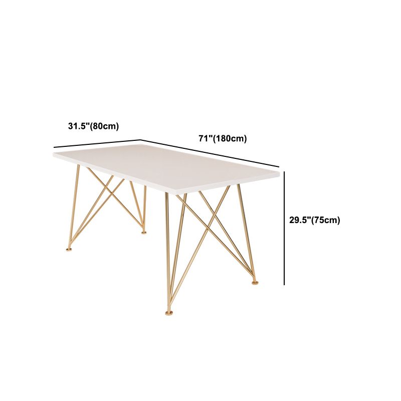 Rectangular Glam Writing Desk White Wooden Writing Desk with Metal Legs