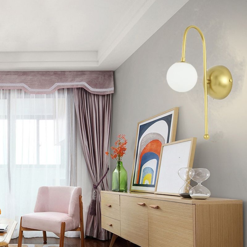 Modern Style Global Wall Light Glass 1 Light Sconces in Gold for Bedroom